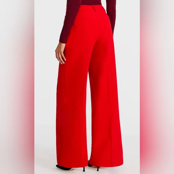 Express Editor Signature Stretch Mid Rise Wide Leg Pant Red 14S NWT - Picture 4 of 6